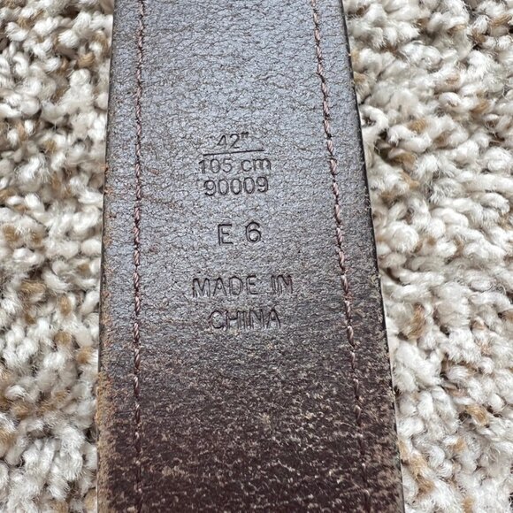 Vintage Coach Distressed Brown Leather Contrast Stitching Mens Belt 42" - Picture 10 of 15